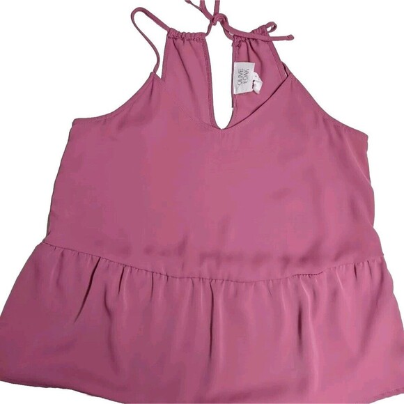 Olive and Oak Top Women Small Sleeveless Tank Spaghetti Straps Keyhole Pink S - Picture 7 of 11
